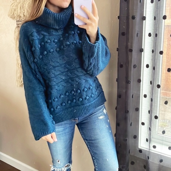 M&S Collection Dot Knit‎ Blue Sweater - Picture 4 of 13